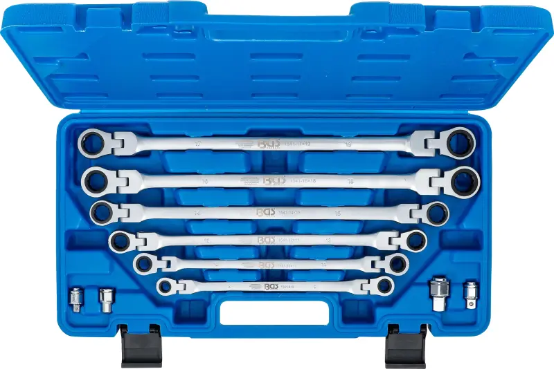 Očkové ráčnové klíče 8 ÷ 19 mm BGS101541, výkyvné, extra dlouhé. Sada 10 dílů (BGS101541)