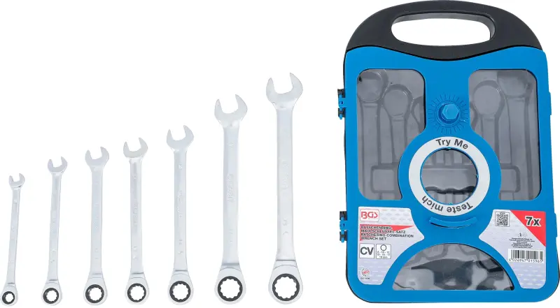 Očkoploché ráčnové klíče 8 ÷ 19 mm BGS101596 (Sada 7 dílů) (BGS101596)