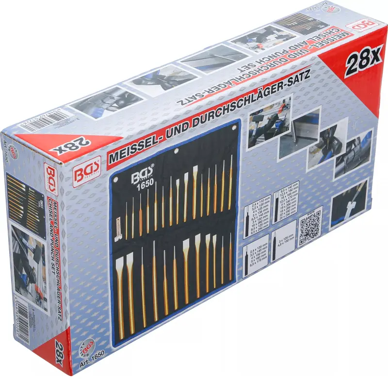 Sekáče, vyrážeče, důlčíky BGS1650. Sada 28 dílů (BGS101650)
