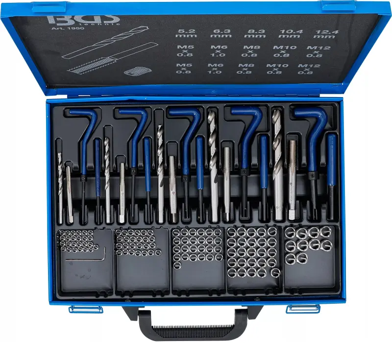 Sada na opravu závitů M5 ÷ M12 BGS101950 (130 dílů) (BGS101950)