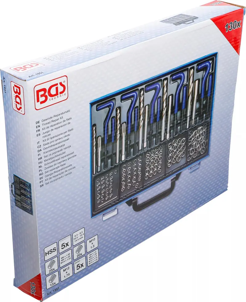 Sada na opravu závitů M6 ÷ M14 BGS101951 (130 dílů) (BGS101951)