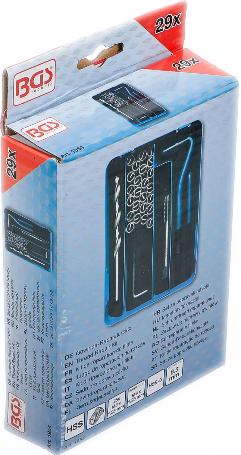Sada pro opravu závitů M8 x 1,25 mm BGS101954 (29 dílů) (BGS101954)