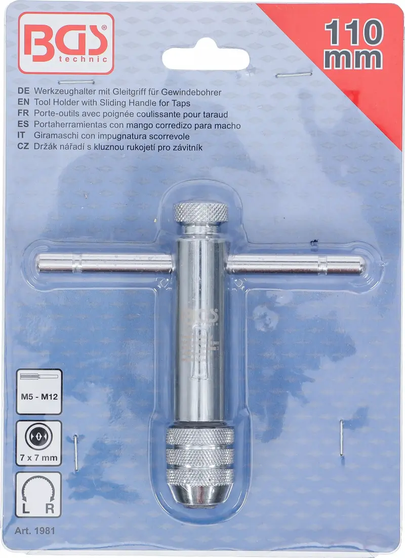 Přepínací ráčna na ruční závitníky M5 ÷ M12 BGS101981, délka 110 mm (BGS101981)