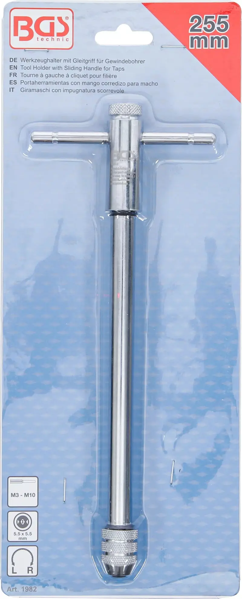 Přepínací ráčna na ruční závitníky M3 ÷ M10 BGS101982, délka 255 mm (BGS101982)