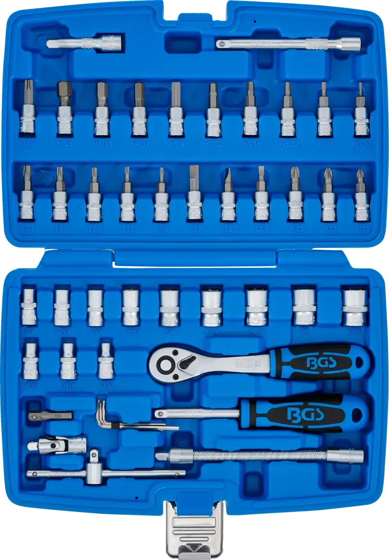 Gola sada 1/4" (palcová 5/32 ÷ 9/16") - německý výrobce BGS 46 dílů. BGS 2141 (BGS102141)