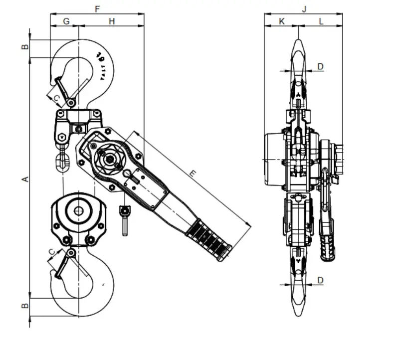 Ráčnový kladkostroj UNOplus-A 1500, 3000 mm zdvih YALE 192049940 (OZ0201381)