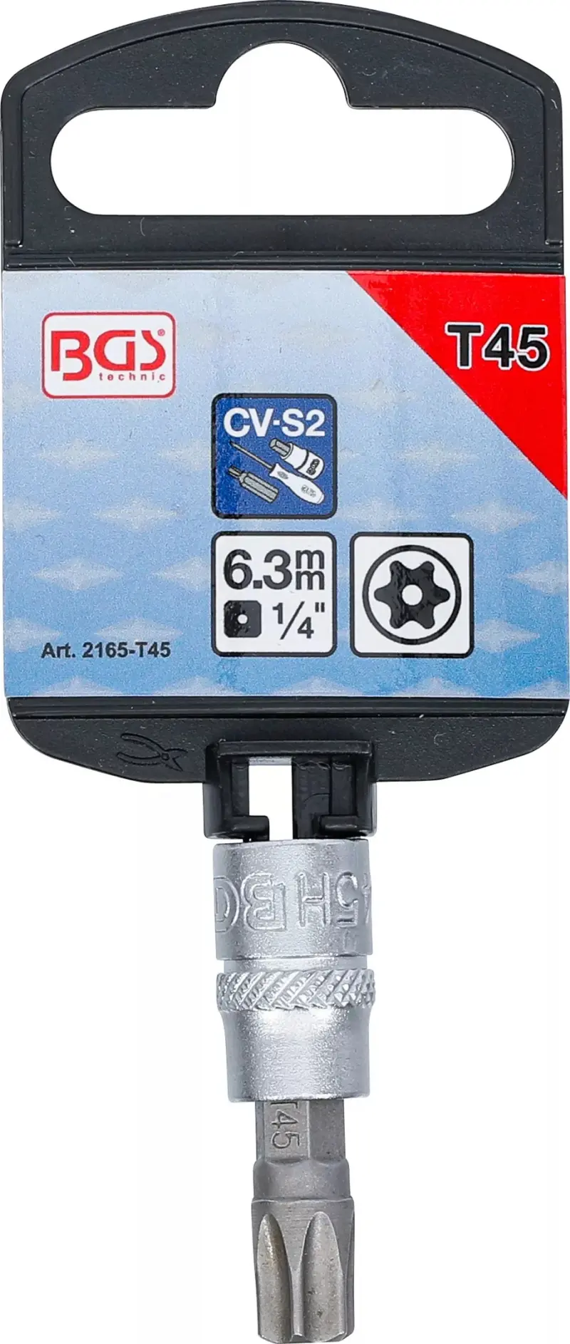 Zástrčná bitová hlavice 1/4" T 45 BGS102165-T45 s vrtáním (BGS102165-T45)