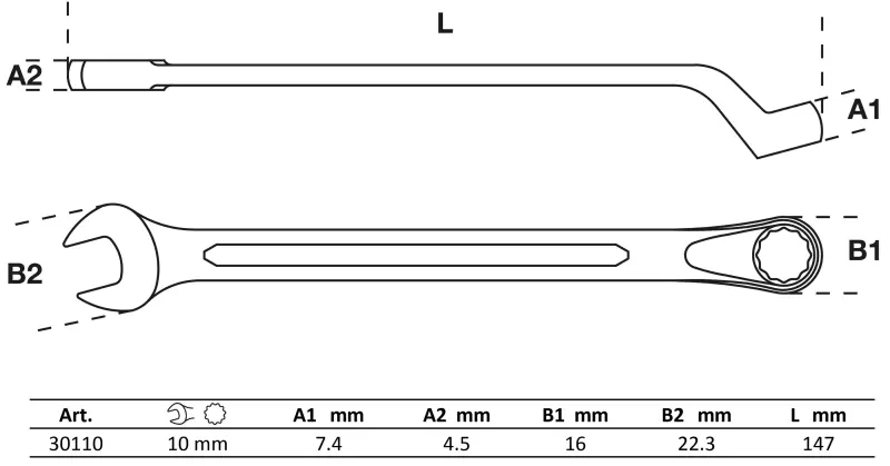 Očkoplochý klíč 10 mm vyhnutý BGS1030110 (BGS1030110)