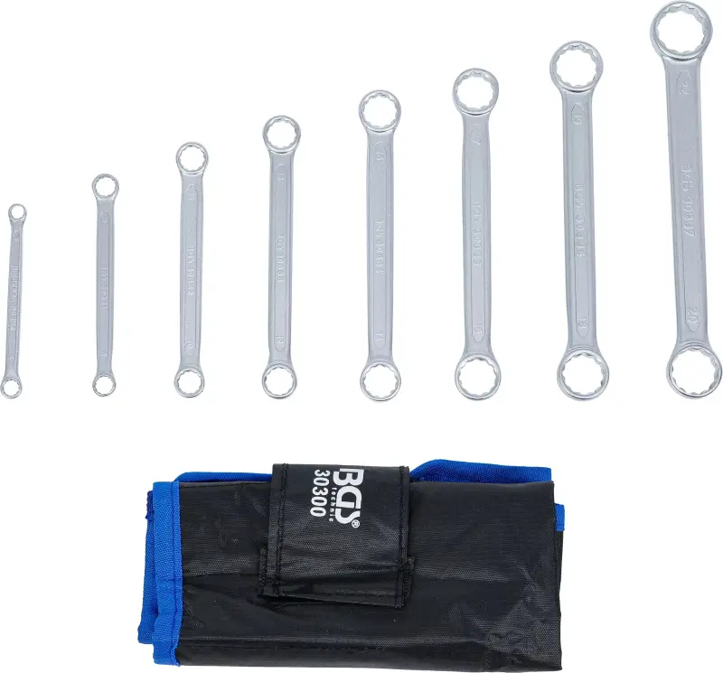 Oboustranné očkové klíče 8 ÷ 22 mm BGS1030300, extra ploché. Sada 8 dílů v tašce (BGS1030300)