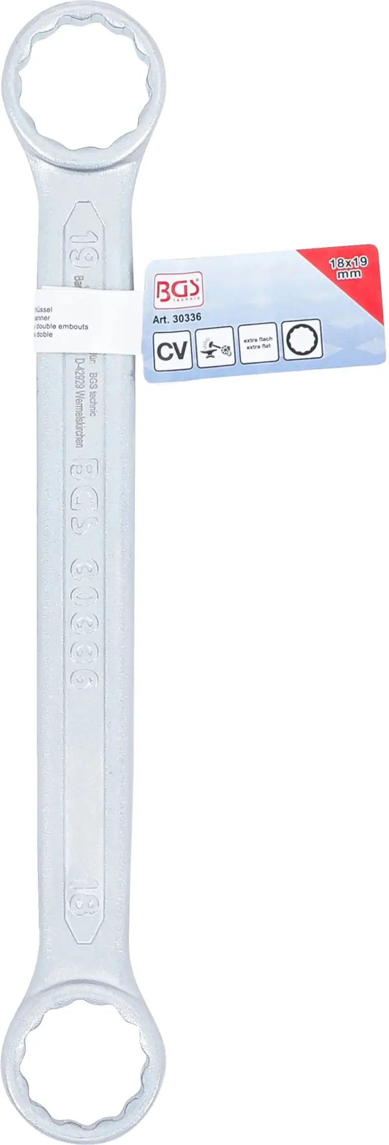 Oboustranný očkový klíč 18 x 19 mm BGS1030336, extra plochý (BGS1030336)