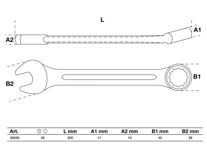 Očkoplochý klíč 28 mm BGS1030528, DIN 3113A, matný chrom (BGS1030528)