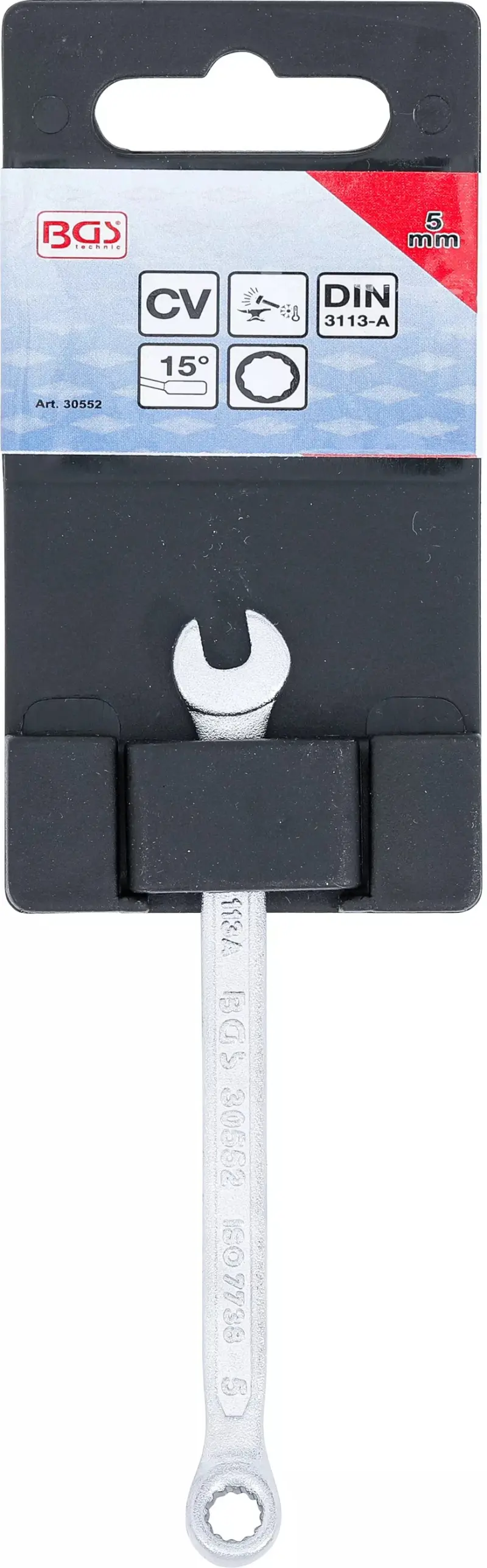 Očkoplochý klíč 5 mm BGS1030552, DIN 3113A, matný chrom (BGS1030552)