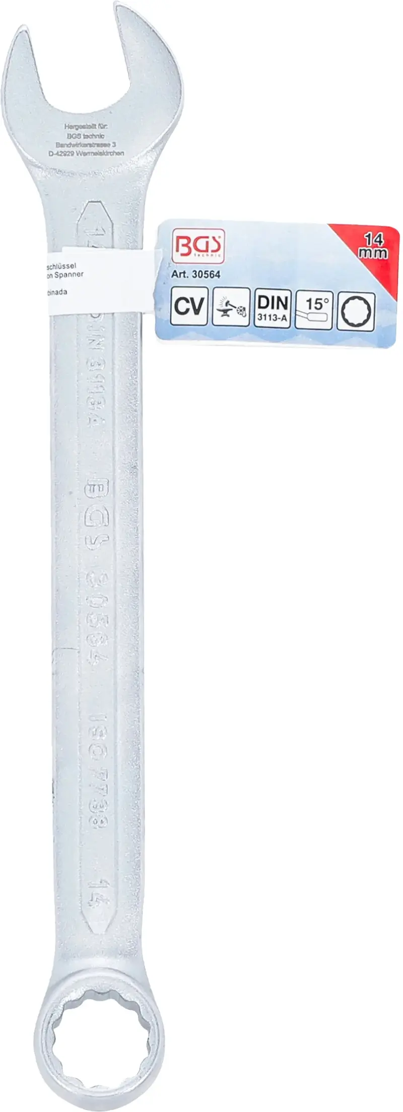 Očkoplochý klíč 14 mm BGS1030564, DIN 3113A, matný chrom (BGS1030564)