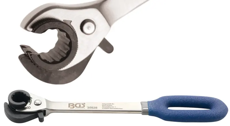 Otevřený očkový klíč 8 mm s ráčnou BGS1030828 na převlečné matice (BGS1030828)