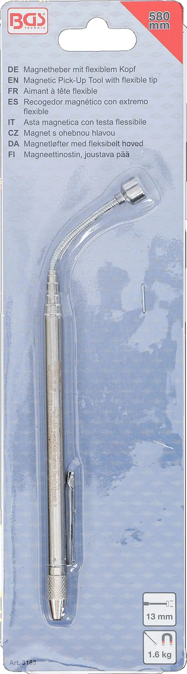 Teleskopický magnet pr. 13 mm x 580 mm BGS103183, flexibilní hlava, nosnost 1,6 kg (BGS103183)