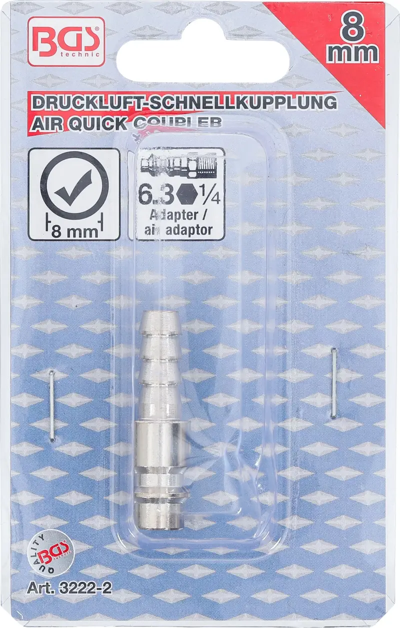 Adaptér pro pneumatické nářadí BGS103222-2 s přípojkou 8 mm hadice (BGS103222-2)