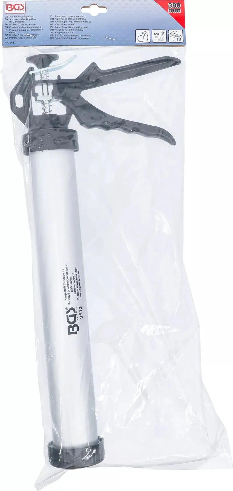 Vytlačovací hliníková pistole na patrony BGS103513, délka 380 mm, objem 600 ml (BGS103513)