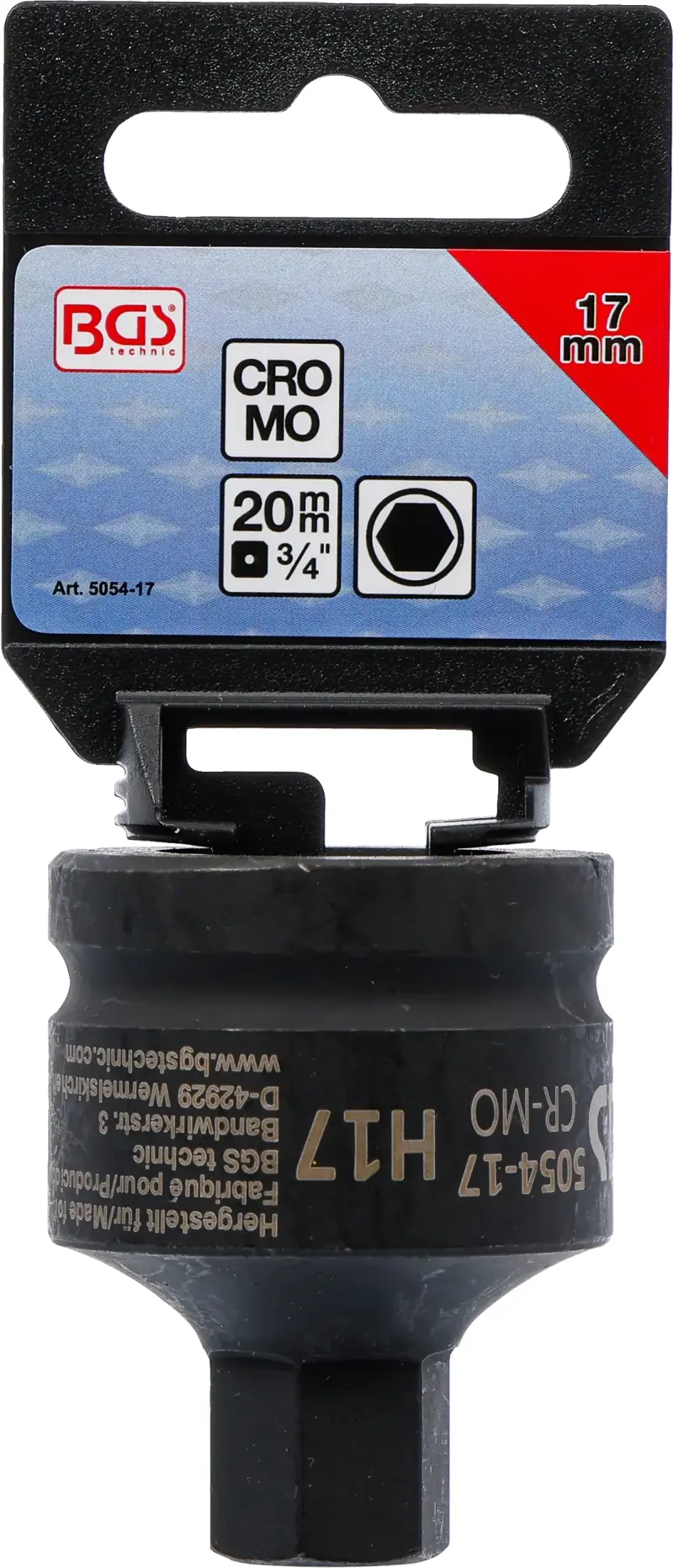 Zástrčná hlavice 3/4" šestihran 17 mm BGS105054-17, rázová (BGS105054-17)