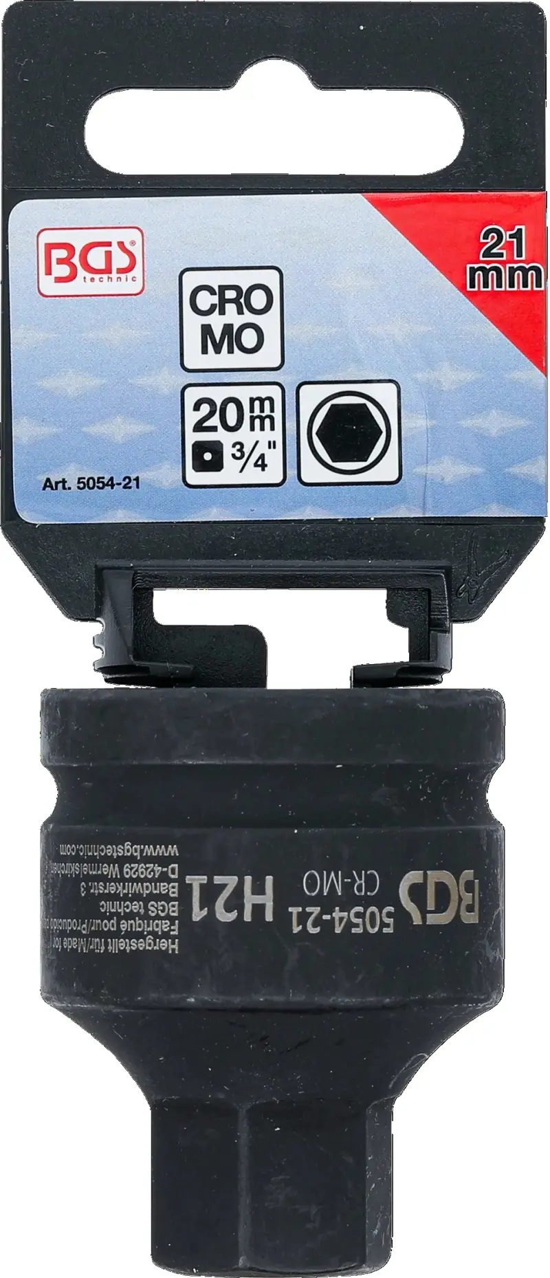 Zástrčná hlavice 3/4" šestihran 21 mm BGS105054-21, rázová (BGS105054-21)