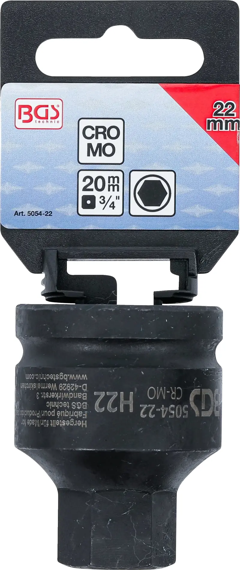Zástrčná hlavice 3/4" šestihran 22 mm BGS105054-22, rázová (BGS105054-22)