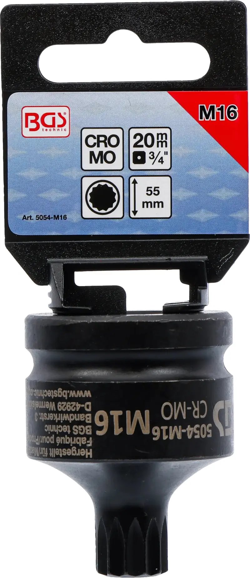 Zástrčná hlavice 3/4" XZN M16 BGS105054-M16, rázová (BGS105054-M16)