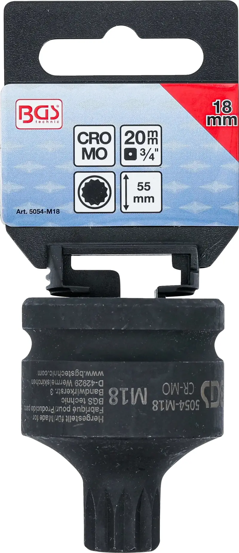 Zástrčná hlavice 3/4" XZN M18 BGS105054-M18, rázová (BGS105054-M18)