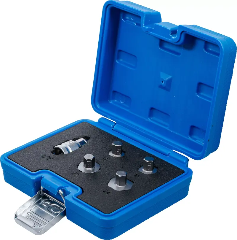 Bity 3/8" 6hran 17 ÷ 24 mm BGS105060 pro osy a vidlice motocyklů. Sada 5 ks včetně adaptéru 1/2" (BGS105060)