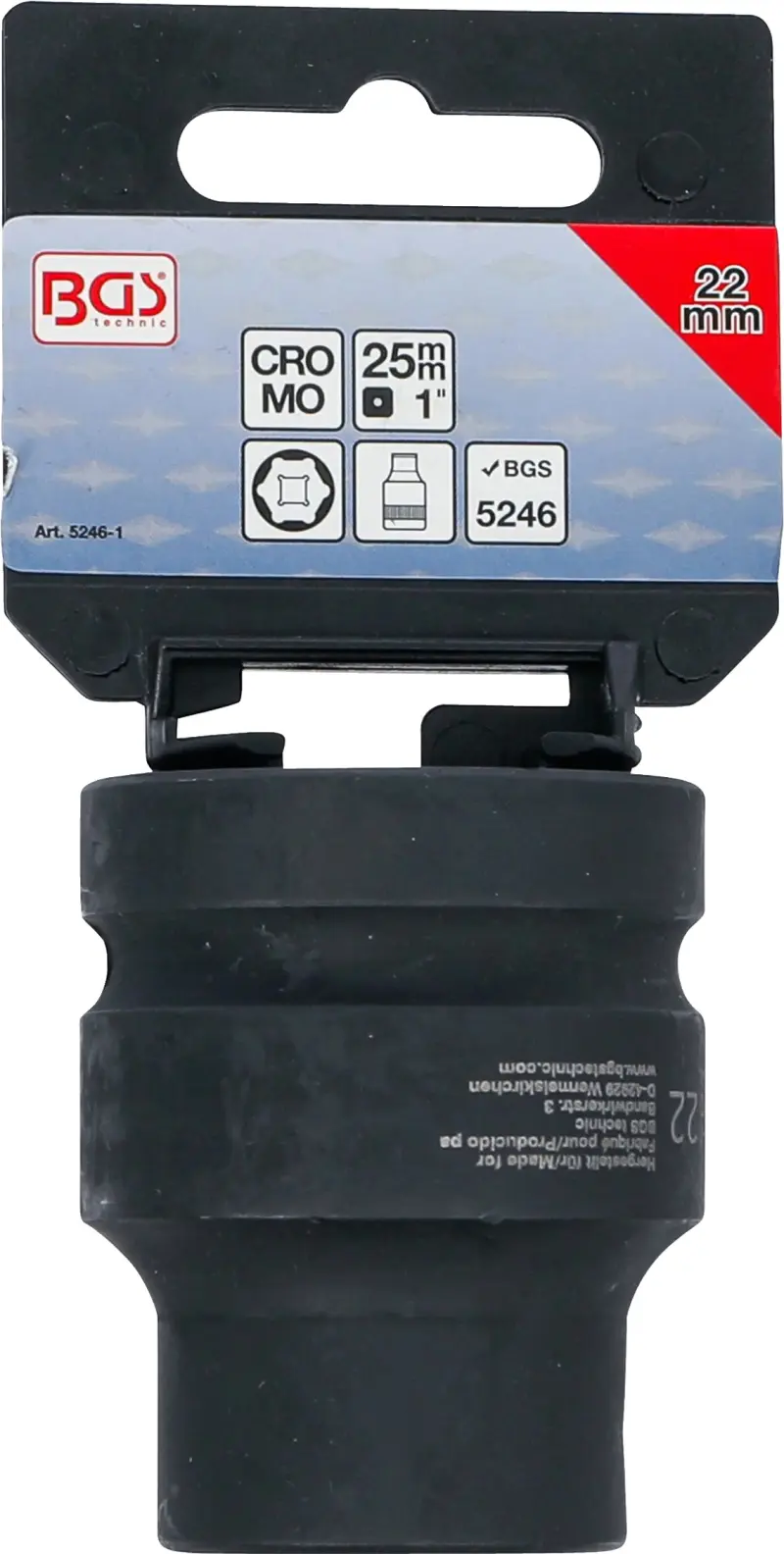 Adaptér vnitřní 1" BGS105246-1, vnitřní šestihran 22 mm, tvrzený (BGS105246-1)