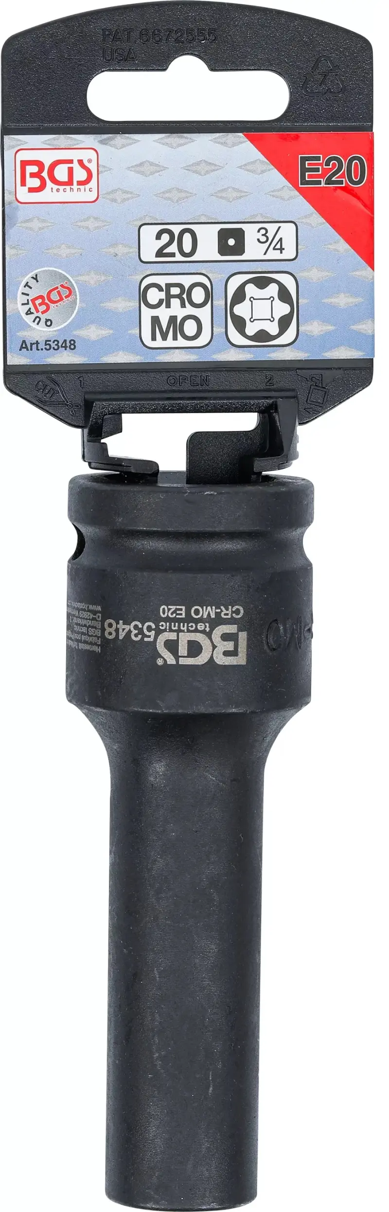 Nástrčná hlavice 3/4" E20 BGS105348, prodloužená, tvrzená pro E-Profil (BGS105348)