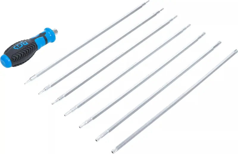Sada šroubováků s výměnnými čepelemi T-profil  pro Torx i pro Torx Plus s otvorem (8 dílná) (BGS102326)