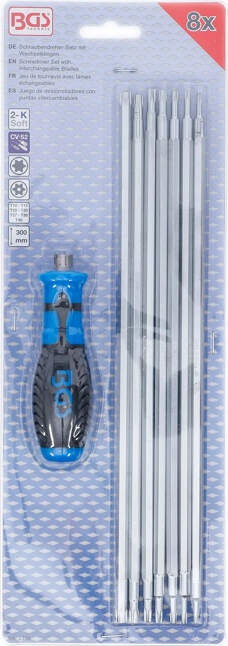 Sada šroubováků s výměnnými čepelemi T-profil  pro Torx i pro Torx Plus s otvorem (8 dílná) (BGS102326)