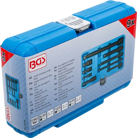 Sada silového prodloužení 6,3 mm (1/4") / 10 mm (3/8") / 12,5 mm (1/2") 9 dílná BGS1025145 (BGS1025145)