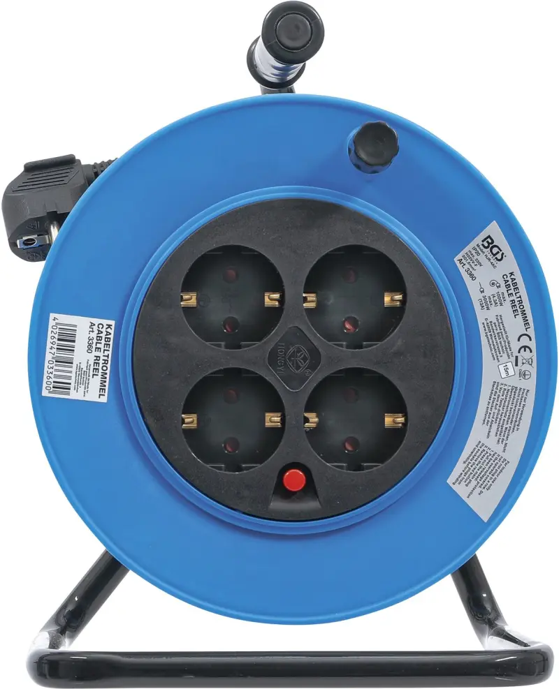 Kabelový buben  15 m  3 x 1,5 mm²  4 zásuvky  IP 20  3000 W
