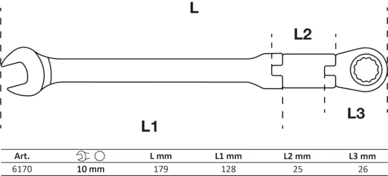 Očkoplochý klíč 10 mm BGS106170 s dvojitým kloubem (BGS106170)