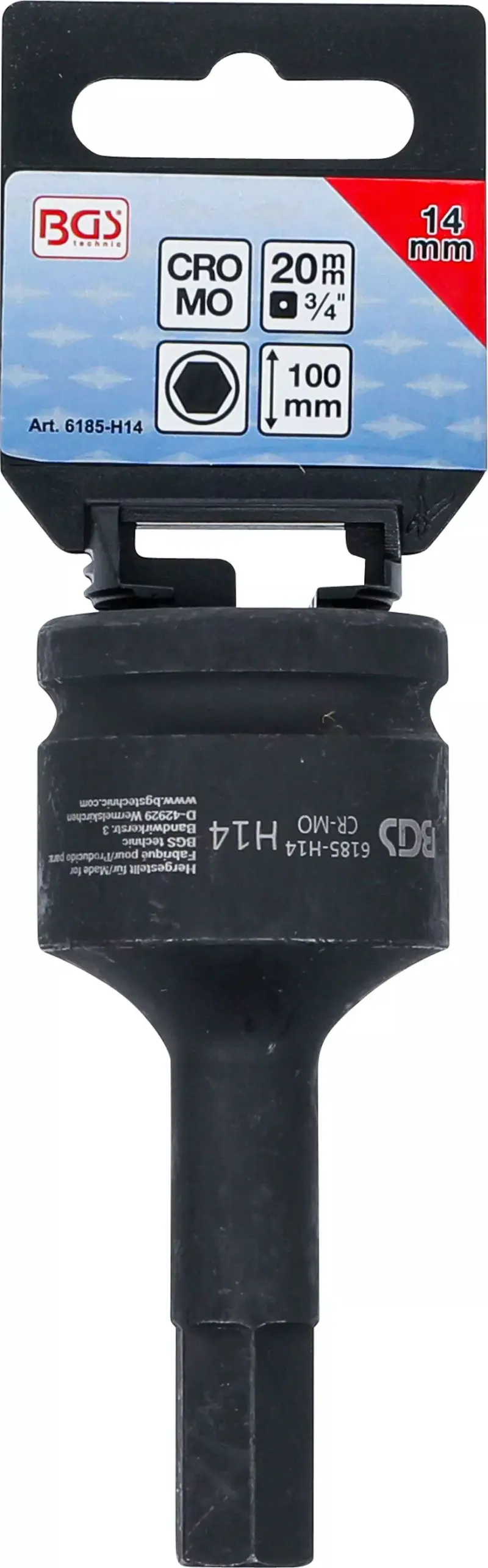 Zástrčná bitová hlavice 3/4" HEX 14 x100 mm BGS106185-H14 rázová (BGS106185-H14)
