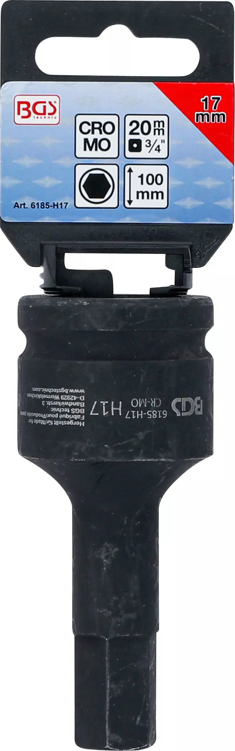Zástrčná bitová hlavice 3/4" HEX 17 x100 mm BGS106185-H17 rázová (BGS106185-H17)