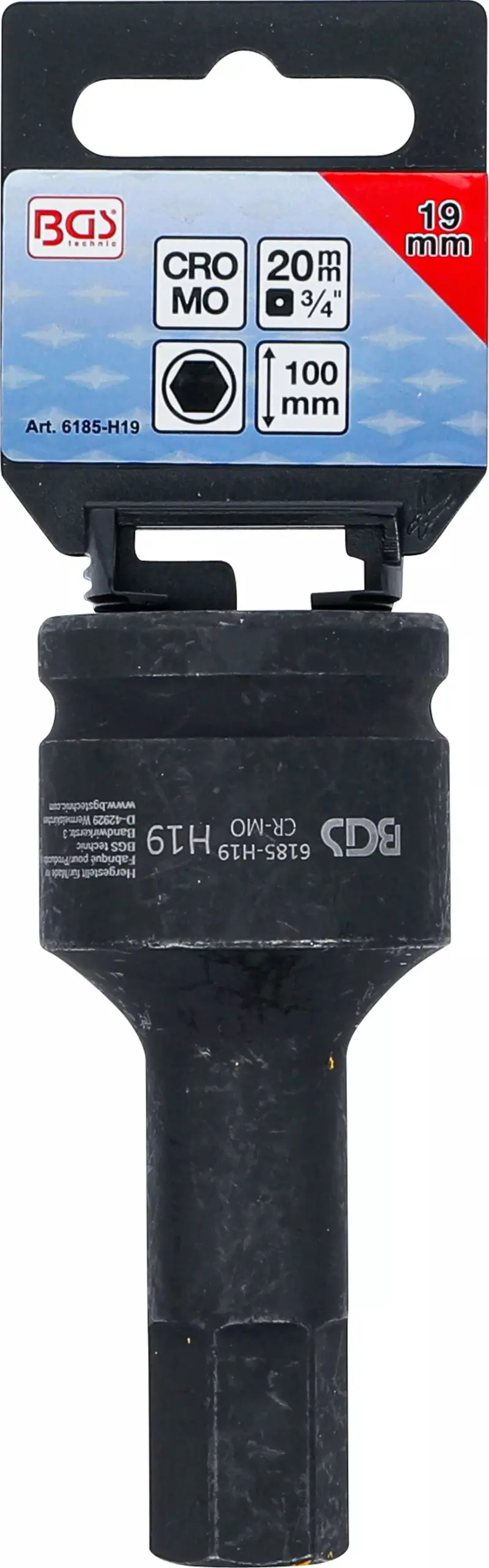 Zástrčná bitová hlavice 3/4" HEX 19 x100 mm BGS106185-H19 rázová (BGS106185-H19)