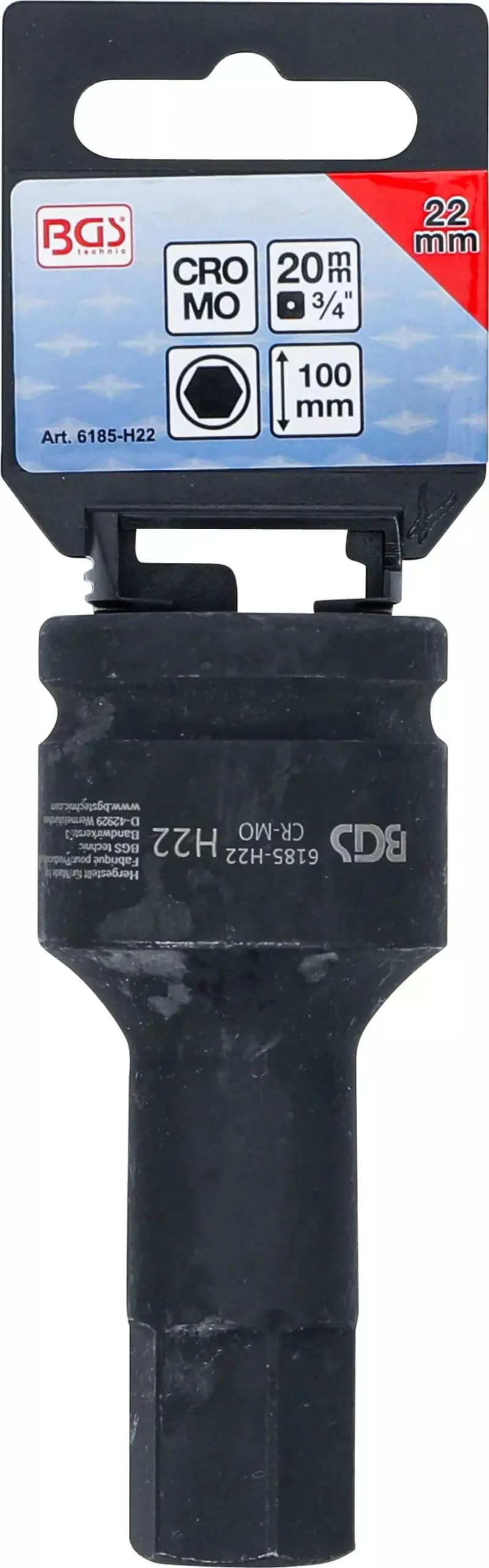Zástrčná bitová hlavice 3/4" HEX 22 x100 mm BGS106185-H22 rázová (BGS106185-H22)