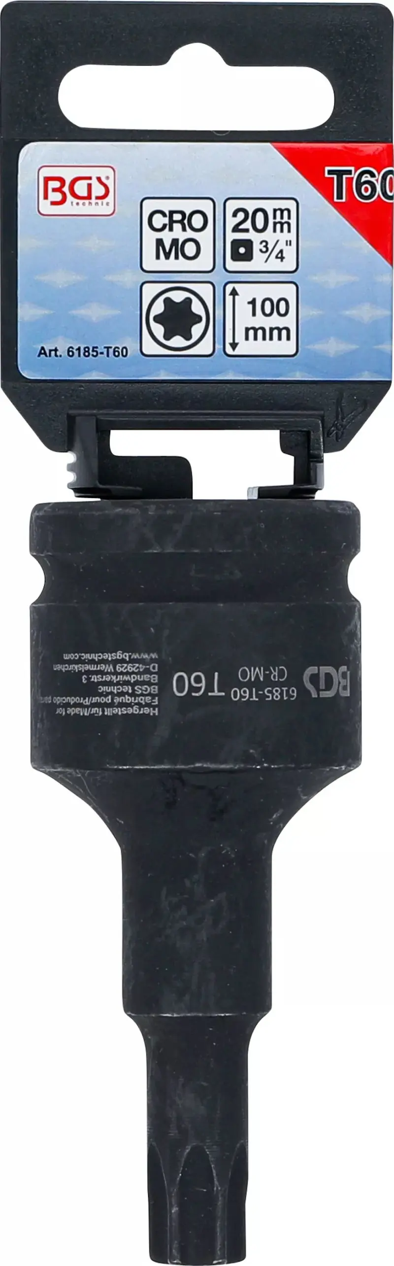 Zástrčná bitová hlavice 3/4" Torx T60 x100 mm BGS106185-T60 rázová (BGS106185-T60)