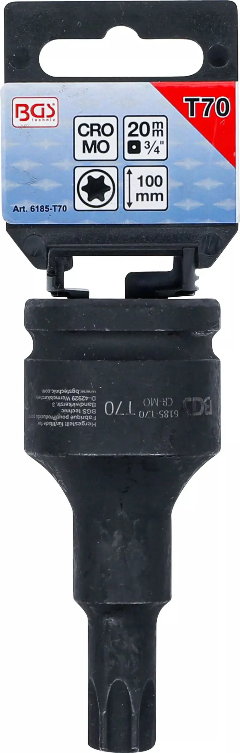 Zástrčná bitová hlavice 3/4" Torx T70 x100 mm BGS106185-T70 rázová (BGS106185-T70)
