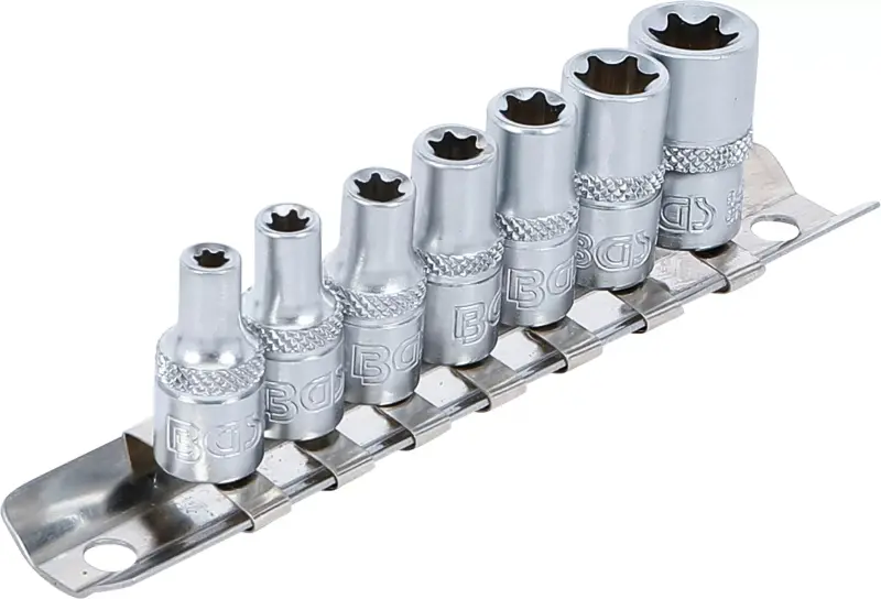 Nástrčné hlavice 1/4" E-profil E4 ÷ E11 BGS106402 Sada 7 dílů na kolejnici (BGS106402)