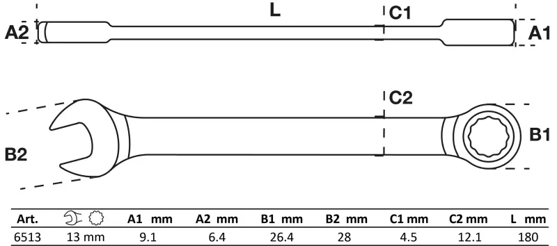 Očkoplochý ráčnový klíč 13 mm BGS106513 (BGS106513)