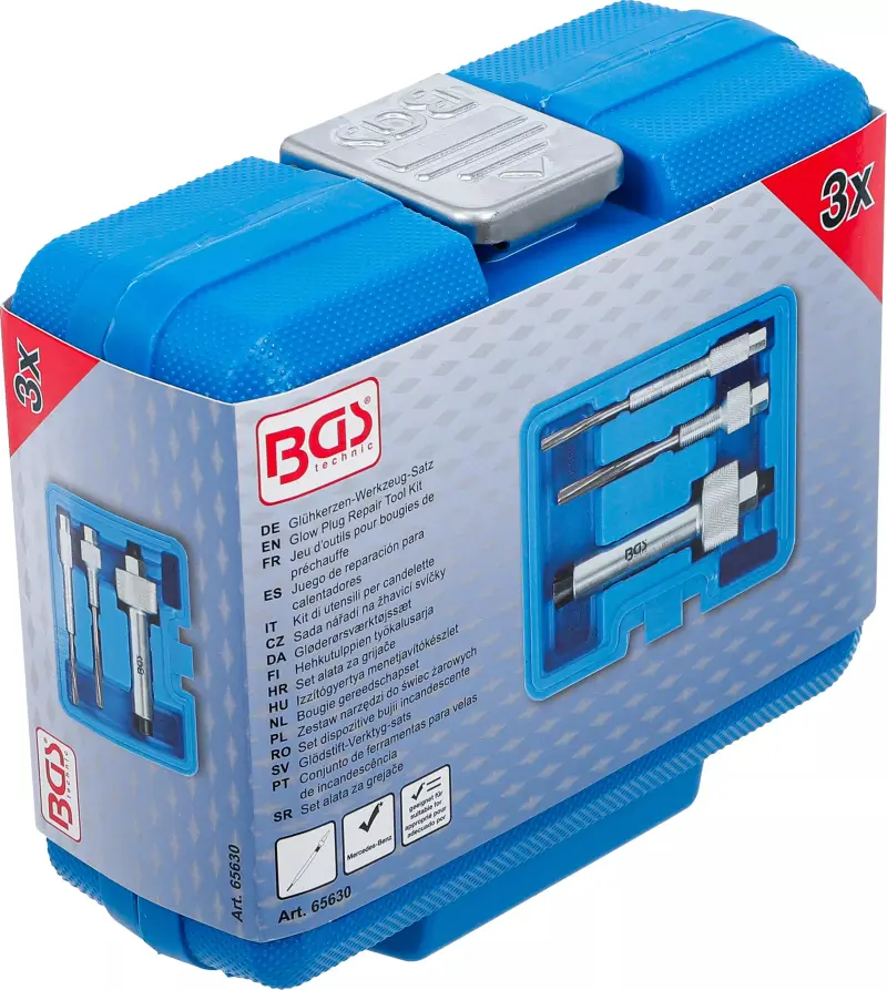 Sada na opravu závitů žhavicích svíček M10 ÷ M12 BGS1065630 (3 díly) (BGS1065630)