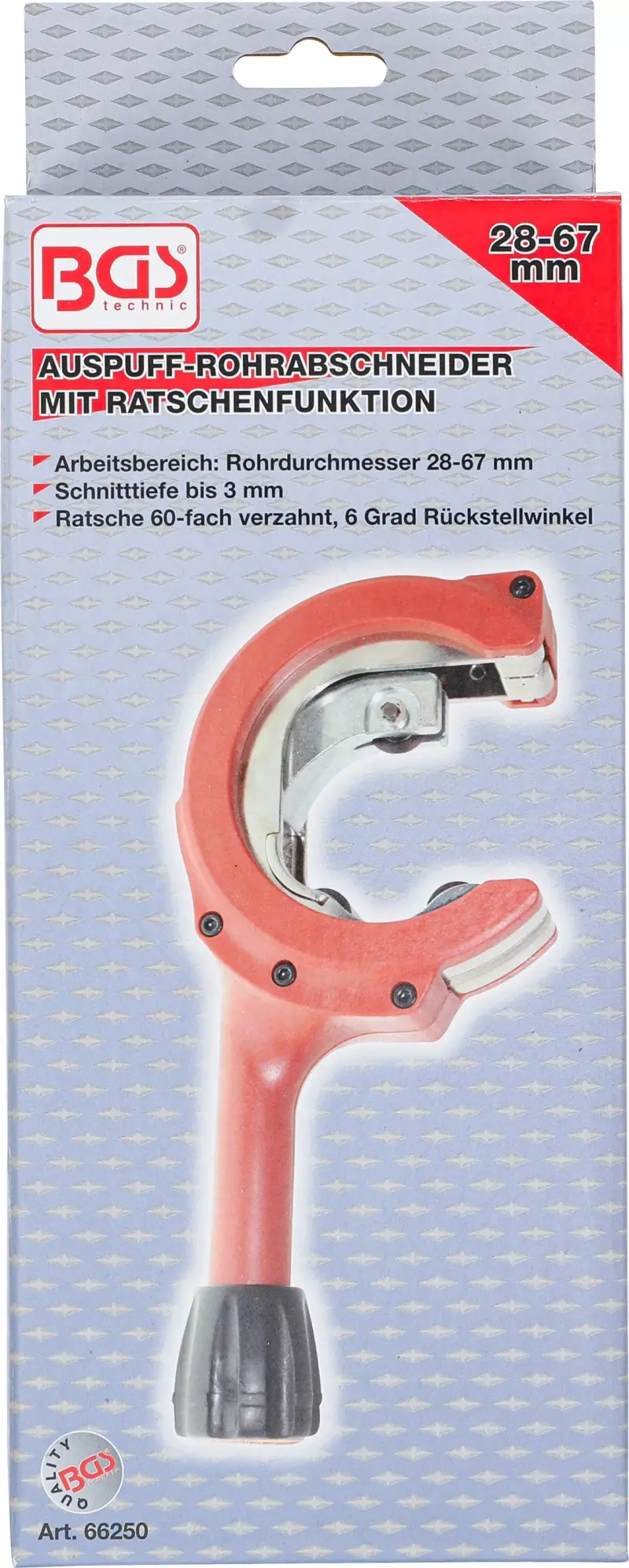 Ráčnový řezák trubek pr. 28 ÷ 67 mm BGS1066250 Na výfukové potrubí (BGS1066250)