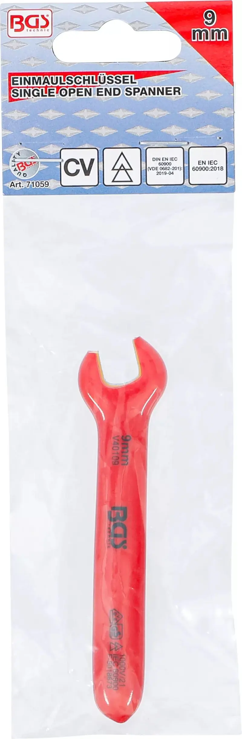 Jednostranný otevřený klíč BGS 71059 9 mm VDE (BGS1071059)