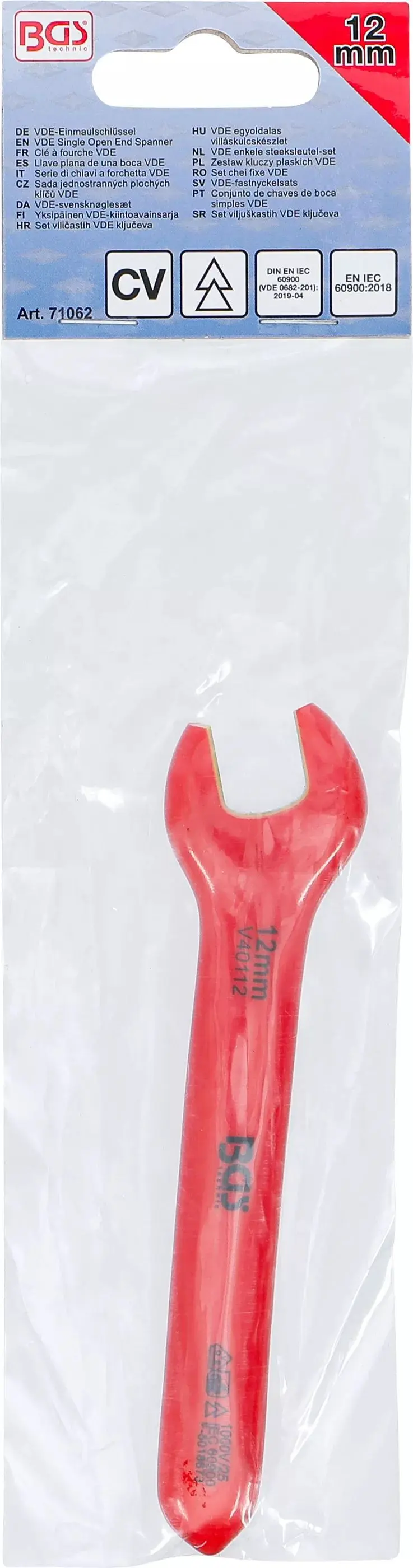Jednostranný otevřený klíč BGS 71062 12 mm VDE (BGS1071062)
