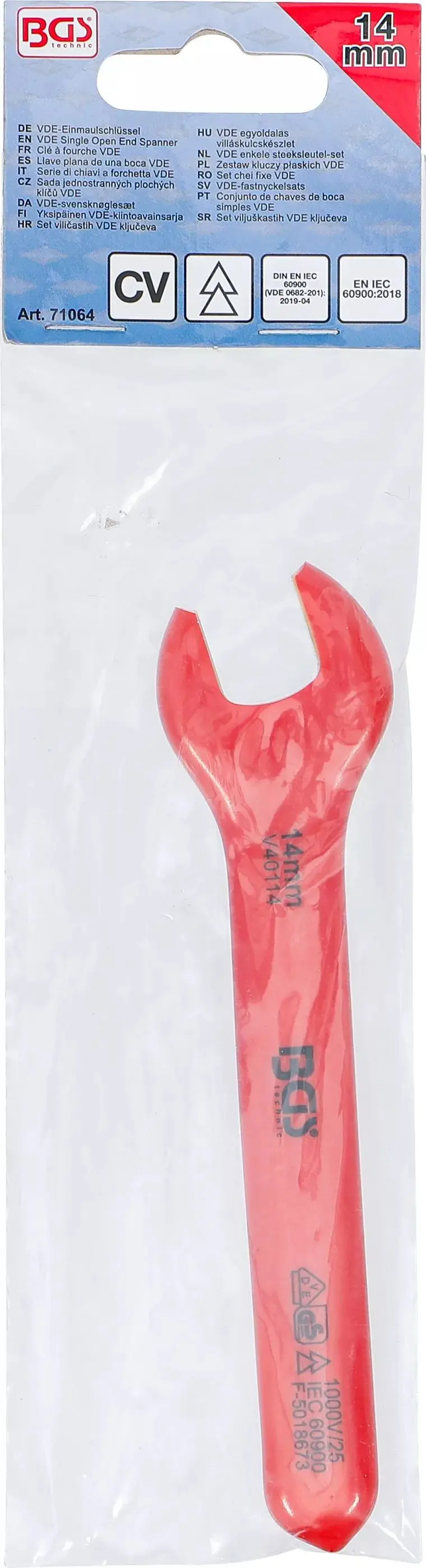 Jednostranný otevřený klíč BGS 71064 14 mm VDE (BGS1071064)