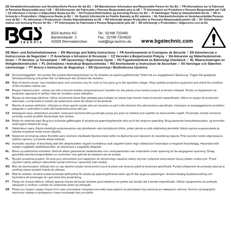 Jednostranný otevřený klíč BGS 71065 15 mm VDE (BGS1071065)