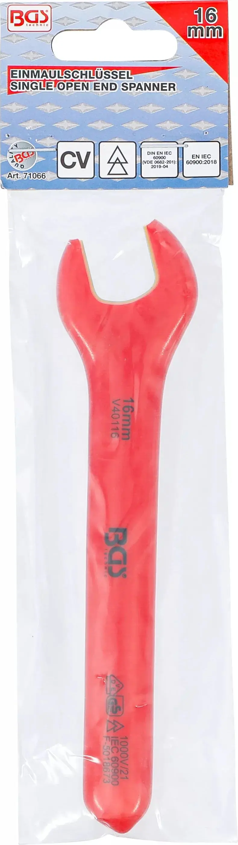 Jednostranný otevřený klíč BGS 71066 16 mm VDE (BGS1071066)