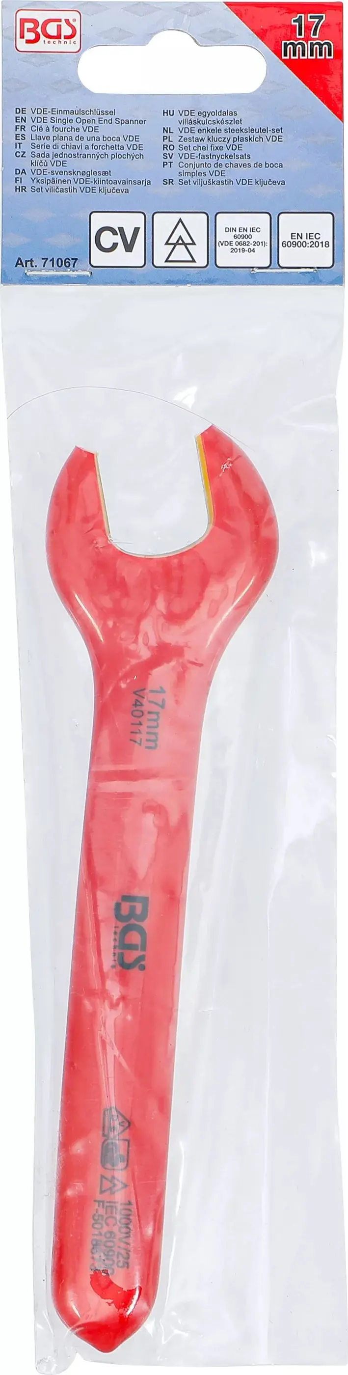 Jednostranný otevřený klíč BGS 71067 17 mm VDE (BGS1071067)